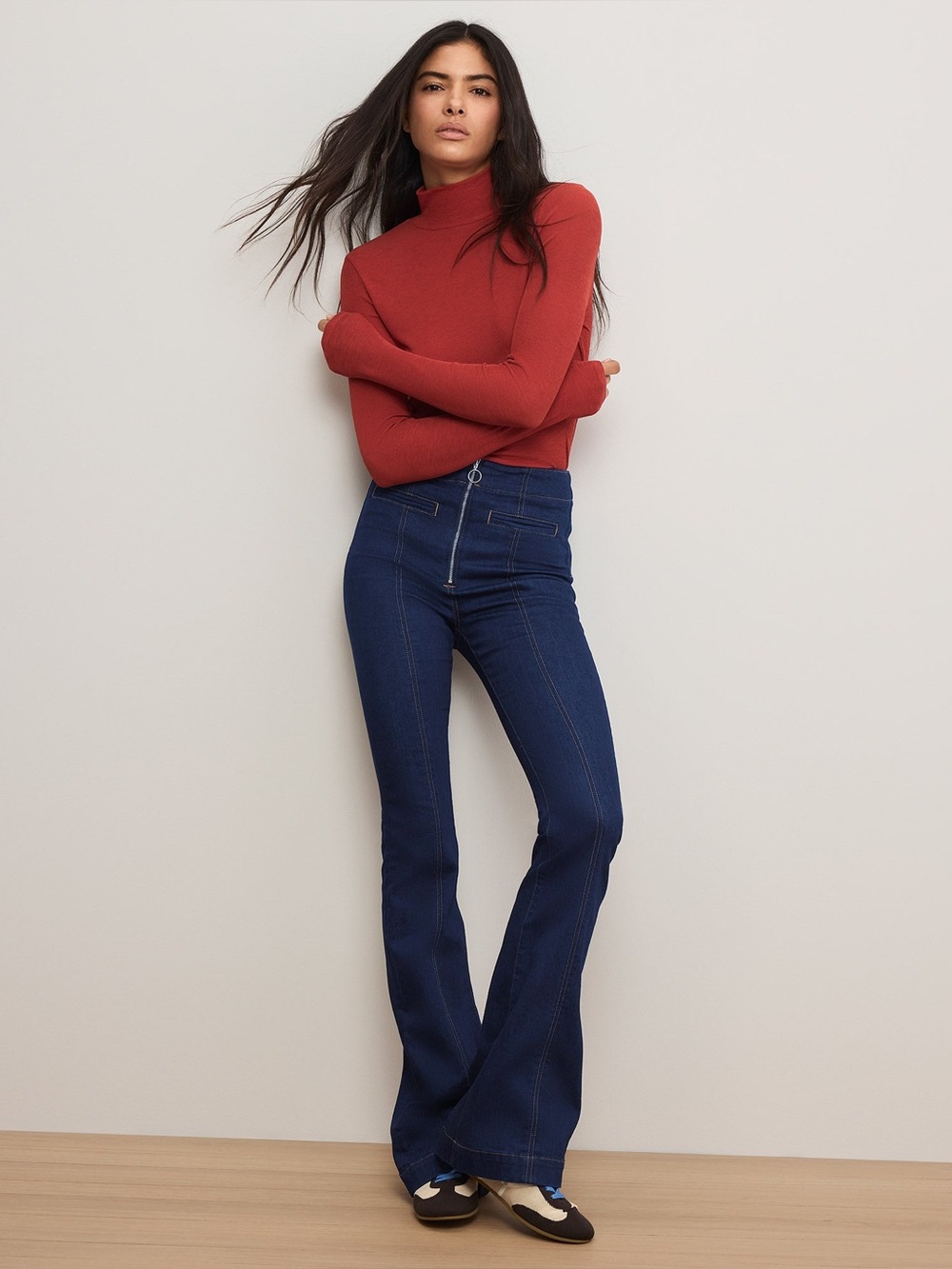 Veronica Beard Beverly Skinny-Flare Trouser Jean | Dark Wash | Italian Denim